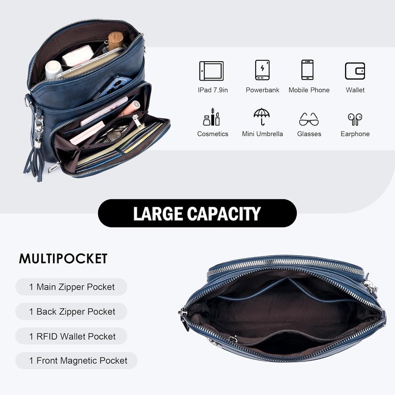 Roulens Crossbody Purse for Women Vegan Leather Medium Crossbody Wallet Bag for Travel Women Shoulder Handbags with Tassel - Image 5
